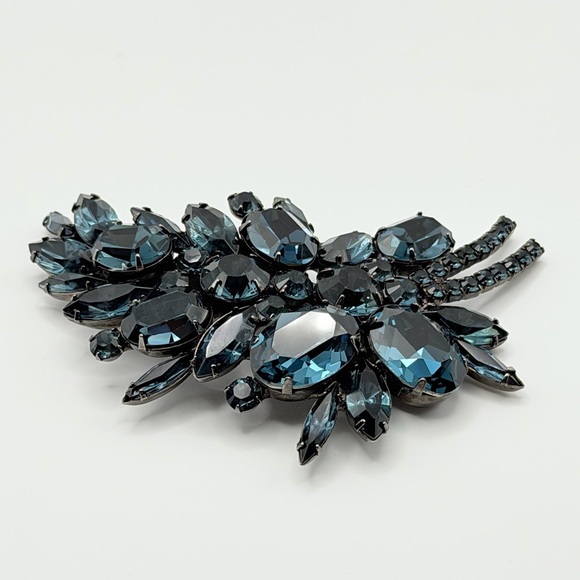 Jennifer Behr Teal Crystal Floral Hair Clip main image 6